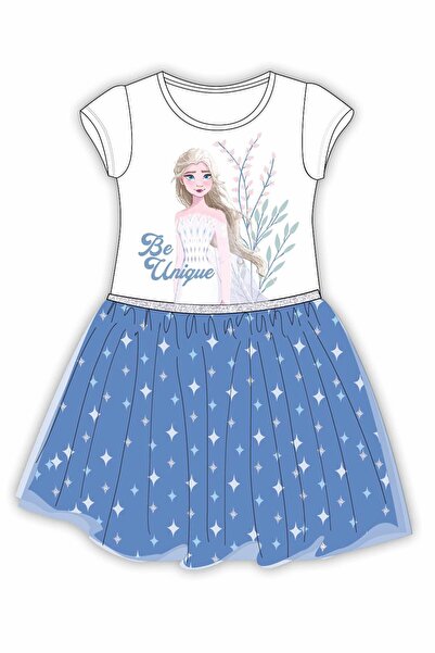 Disney Frozen Rochie de vară albastră 4-9 ani cu print cu sclipici, corp 100%...