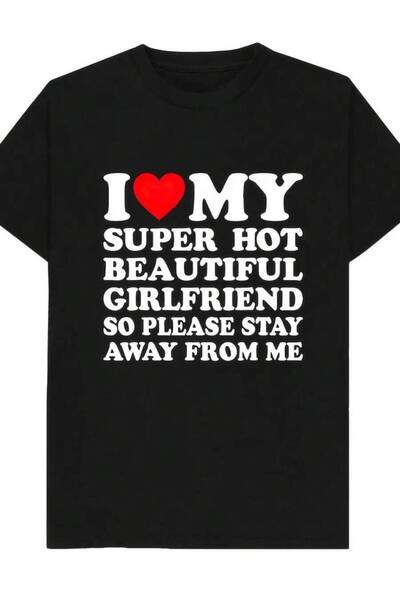 kai22 تي شيرت مضحك بطباعة "I Love My Super Hot Girlfriend" للرجال والنساء - ت...