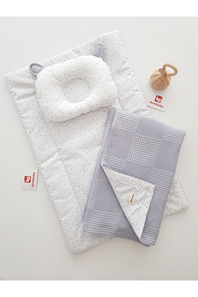 ib ilkimbebe Baby Blanket Cushion with Dot Pattern Ears, Muslin, Baby Pillow,...