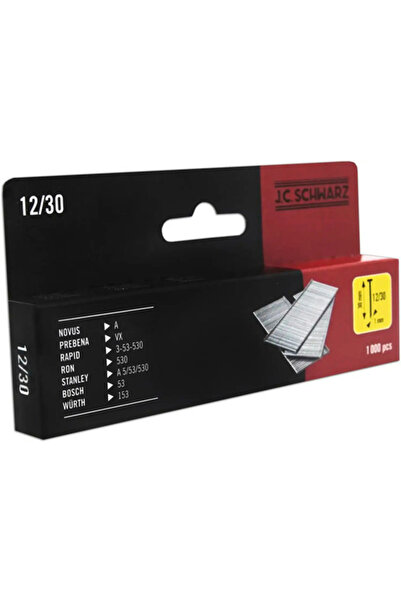 JC Schwarz Cuie Zincate Pentru Capsator JC Schwarz, Tip 12, 30 mm, 1000 Bucăți