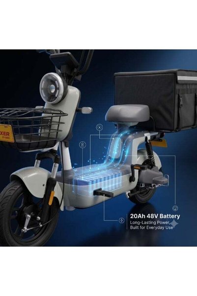 voxer H6 Electric Scooter | 400W Motor | 48V Battery | Up to 40 km/h | 50 km Range | Digital Display | LED Lights | Front Basket & Rear Cargo Box | 2 Remote Controls