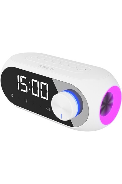 Mikado Md-W7 1200MAH 5W Beyaz Bluetooth-Aux-Derece-Usb-Fm Double Alarmlı Saat Speaker Speaker