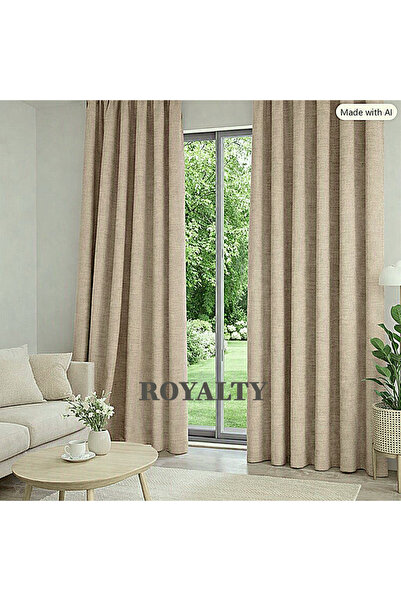 Royalty KREM KETEN BLACKOUT KARARTMA FON PERDE PİLESİZ