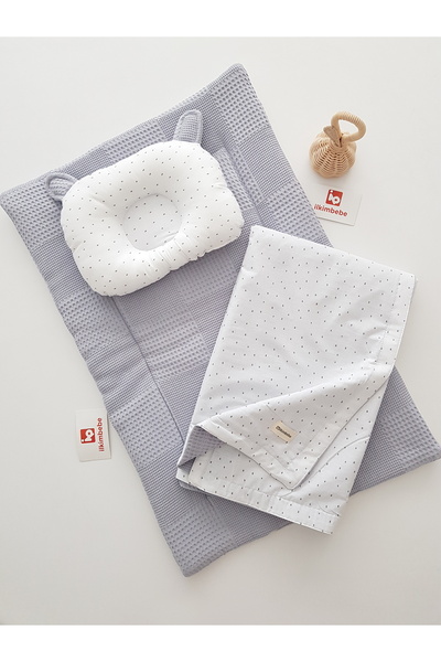 ib ilkimbebe Baby Blanket Cushion with Dot Pattern Ears, Muslin, Baby Pillow, Newborn