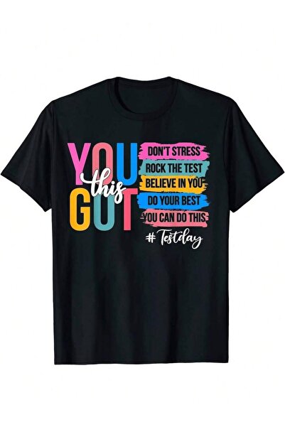 Generic تي شيرت رجالي كاجوال أسود مطبوع بنمط عصري بتصميم You Got This Don Str...