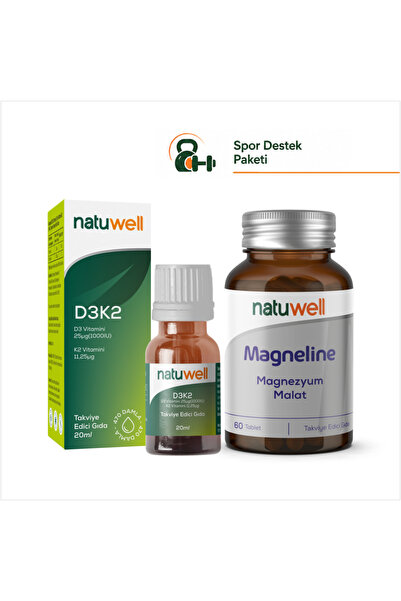 Natuwell Vitamin D3K2 Damla 20 ml ve Magneline Magnezyum Malat 60 Tablet