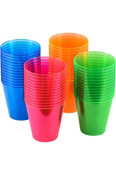 Choice5 100PCS 4Colors 100Pcs Plastic Shot Glasses 2oz Disposable Clear Hard ...
