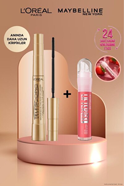 L'Oreal Paris Telescopic Gold Siyah Maskara & Lifter Gel Parlak Nemlendirici ...