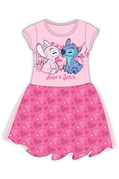Lilo & Stitch Rochie roz 2-8 ani cu print Angel și Stitch și strat de tul, di...