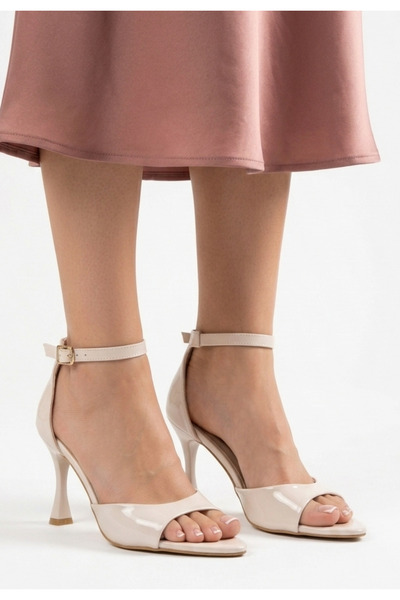 ALFA AKSESUAR 03 Lisu Beige Patent Leather Heeled Shoes