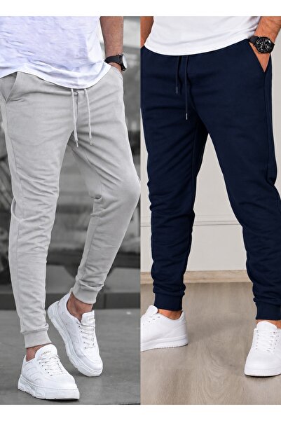 TORUK MAKTO Set of 2 Unisex Ribbed Leg Sweatpants Jogger Comfortable Fit Dail...