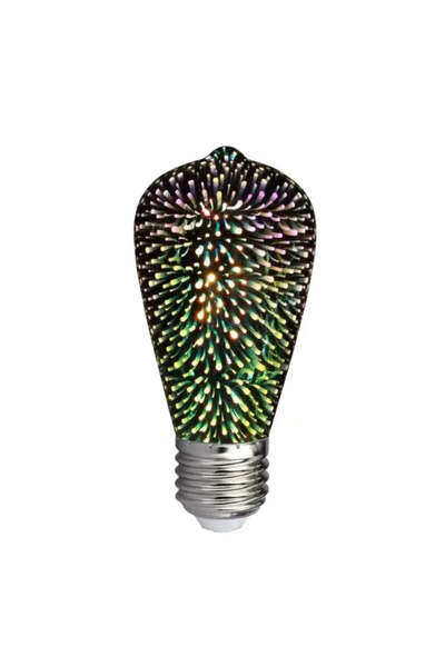 Beseder Bec LED, 3D, decorativ, ST64, E27, 3W, 25 lm, lumina alba si calda