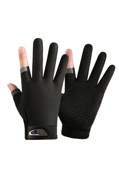 choice2 black Summer Spring Fishing Gloves for Men Cycling Two Fingerless Ant...