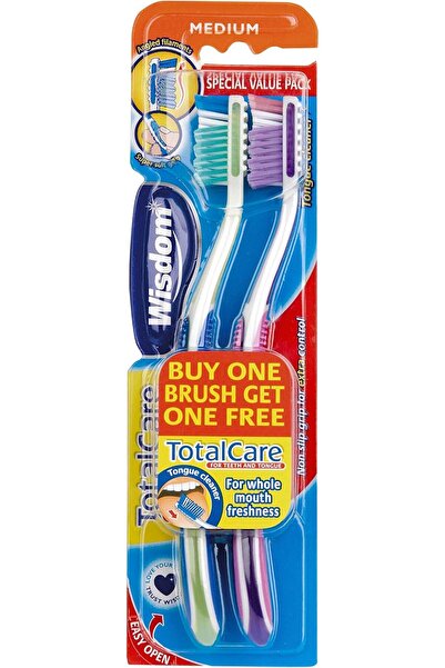 WISDOM Total Care Toothbrush, 2 pieces, size M, manual, white, adult