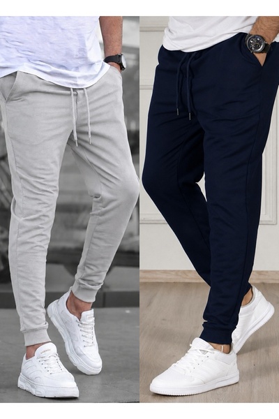 TORUK MAKTO Set of 2 Unisex Ribbed Leg Sweatpants Jogger Comfortable Fit Dail...