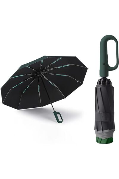 Hahamiya Automatic Reverse Umbrella with Ring Buckle Design Windproof Compact...