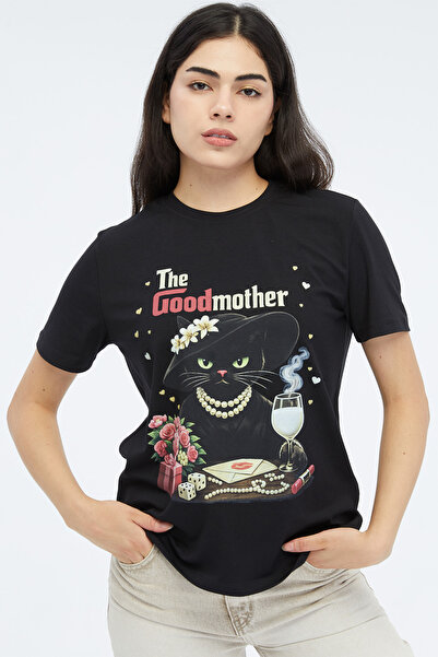Goodmother Kedi Baskılı T-Shirt