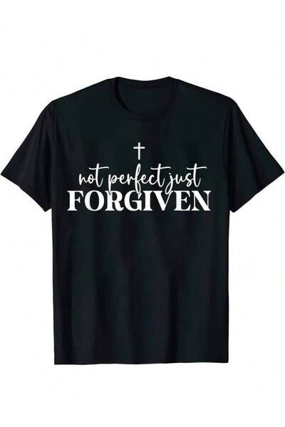 NOURAM تي شيرت برسومات جرافيكية من Not Perfect Just Forgiven للرجال قطعة واحد...