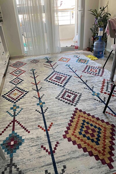 VOPTEKS Renkli Halı Mutfak Halısı Makinede Yıkanabilir Kaymaz Taban Halı