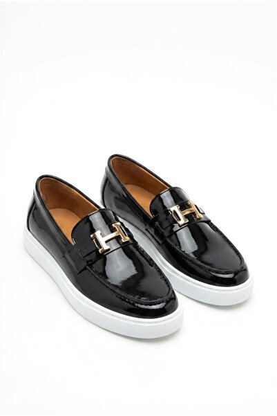 Zerenyus Zrk-X027 Premium Black and White Patent Leather H Buckle Laceless Me...