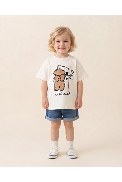 babytex Cat and Dog Printed Children's Oversize T-Shirt Cotton Unisex