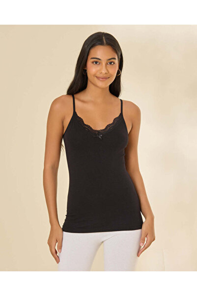 REDTAG Women Black Lace Trim Vest