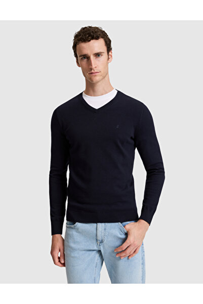 Pierre Cardin Navy Blue Slim Fit Basic Sweater 50315510-Vr033