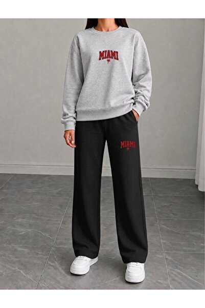 FUFLUNS Miami Printed Women's Tube-Collar Bottom/Top Sweat Suit