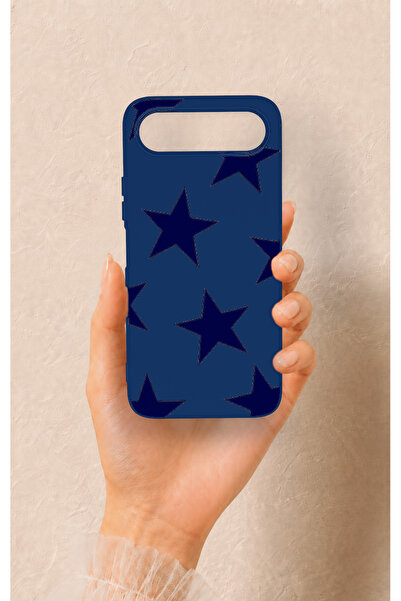 Vip Case Tecno Spark 50 5G Uyumlu Lacivert Star Desenli Silikon Kılıf