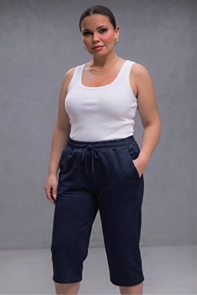 NO 601 Pantaloni scurți Capri de vară pentru femei Anne, albastru marin, lung...