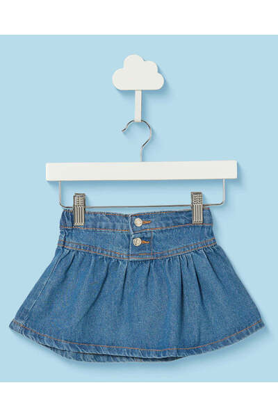 REDTAG Infant Girls Blue Wash Denim Skirt