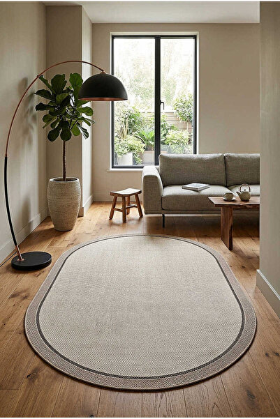 Frenda Natura Sisal Hasır Görünümlü Çift Bordürlü Oval Halı Ntr21
