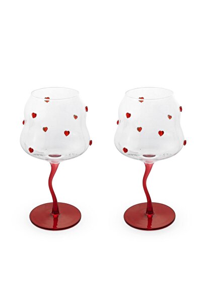 Easy Life Collection's Easy Life 2'li Cam Kadeh Seti - Kırmızı 450 ml