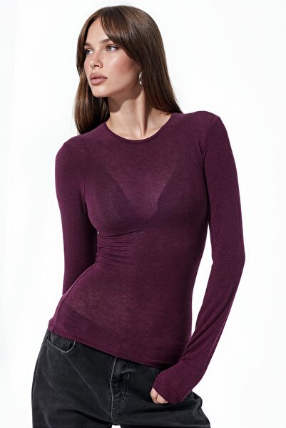 Hiccup Busem Slim Fit Long Sleeve Transparent Blouse