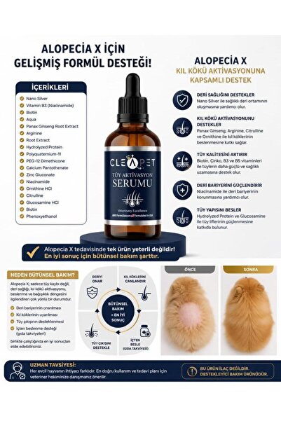 Cleapet Alopecia X Tüy Kökü Uyarıcı-Yoğun Hücre Aktivasyon Serumu 100ml-Köpek