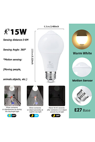 Choice 4pcs 15W Warm white 4pcs Led Bulbs Radar Motion Sensor Bulb E27 LED Bu...