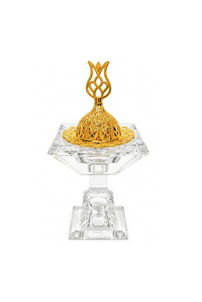 OUD WORLD مبخرة القصر الفاخرة بغطاء ذهبي وقاعدة كريستال - R54