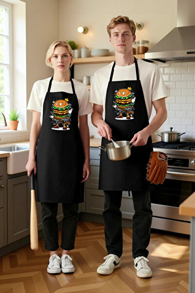 PayBuy Men's Unisex Kitchen Chef Apron Cartoon Burger Printed Dtf Digital Rel...
