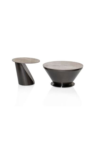 Midas Furniture طقم طاولة قهوة فوريو 2 قطعة باللون الرمادي