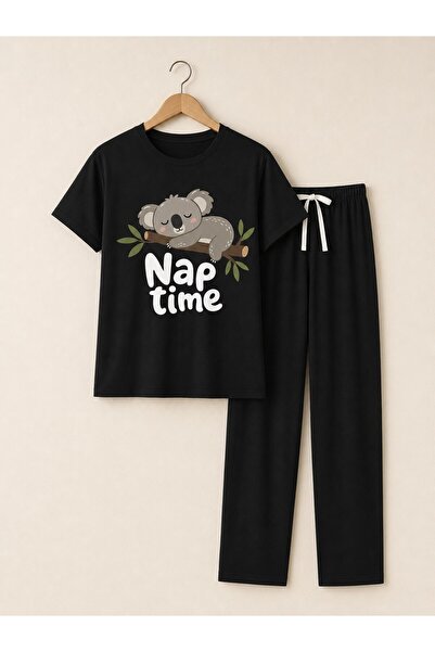 ALEYZA MODA Women's Short Sleeve Crew Neck Cotton Printed Pajama Set