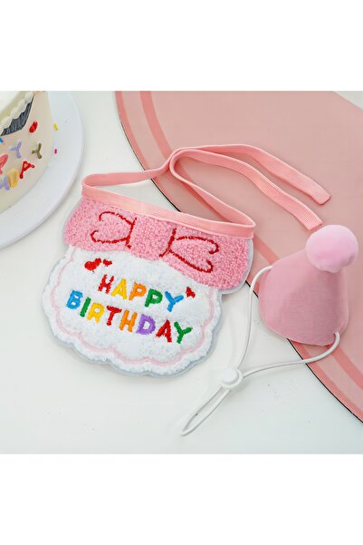Choice Pink Pet Birthday Bib Scarf Dog Cat Hat Decoration，Party Decoration fo...