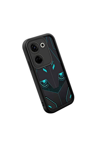CASEVIBE Tecno Camon 20 Uyumlu Şık Siyah Tekno Mekanik Baskılı Trend Koruyucu...