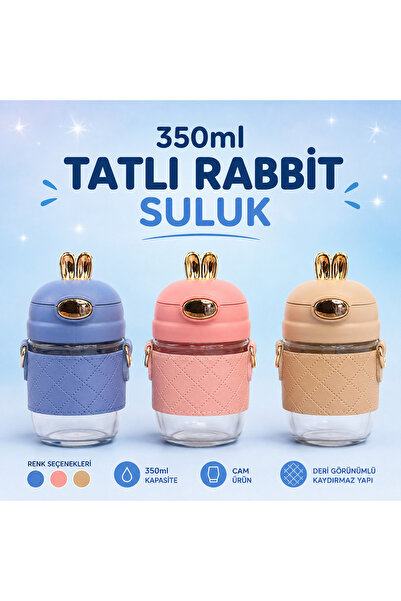humazeyy 350ml tavşan figürlü cam matara-çocuk suluğu