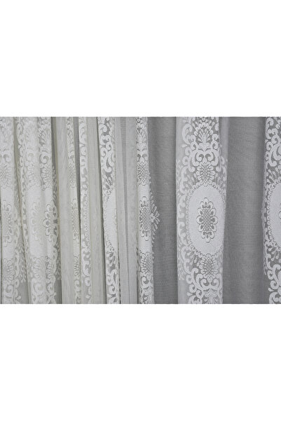 AKÇA TEKSTİL Kdk 2680 Pattern Cream Color Single Wing Ready-Made Pleated Background Curtain 300*260 cm