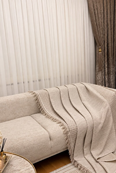 Villadia Home Textile Koltuk Örtüsü Koltuk Şalı Pamuklu Kaymaz Yumuşak Yıkana...