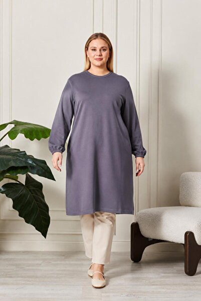 Ferace Women's Plus Size Crystal Combed Cotton Long Hijab Tunic