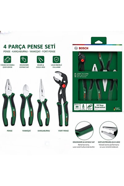 Bosch 1600A02W7K 4 Parça Pense Seti (Pense Yankeski Kargaburun Fort Pense) Se...