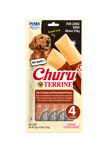 Inaba Churu Terrine pentru Câini de Talie Mare, Pui cu Aromă de Unt de Arahid...