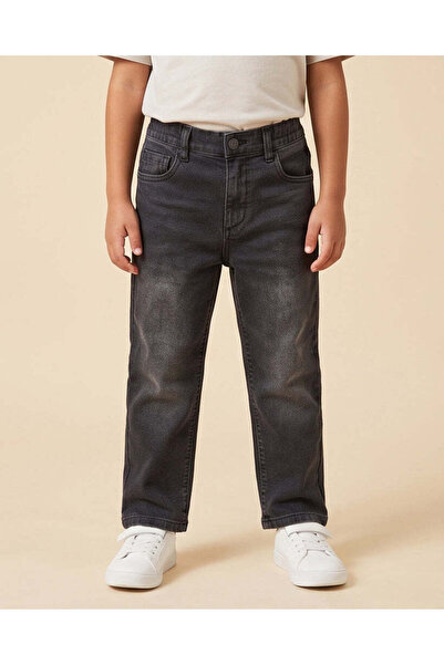 REDTAG Boys Dark Grey Washed 5 Pocket Jeans