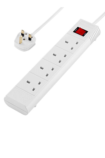 Lawazim 4-Way Extension Cable with Switch - 3M UK Power Strip with Surge Prot...
